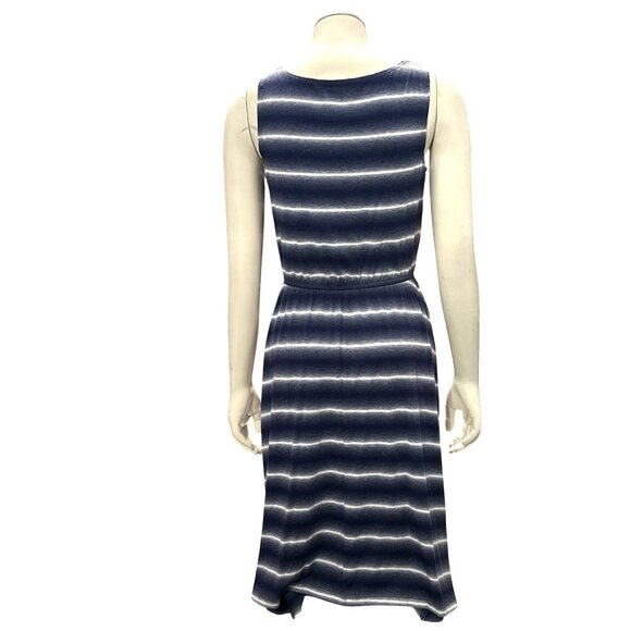 AB Studio XS Navy Striped Sleeveless Cowl Neck Dress Nautical Resortcore Style - Picture 6 of 11